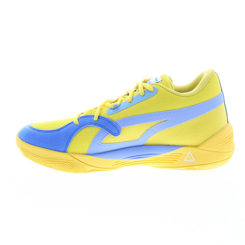 Puma TRC Blaze Court 37658219 Mens Yellow Canvas Athletic Basketball Shoes