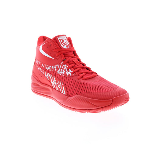 Puma Triple Mid Unleash 37664402 Mens Red Canvas Athletic Basketball Shoes