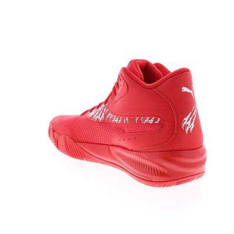 Puma Triple Mid Unleash 37664402 Mens Red Canvas Athletic Basketball Shoes