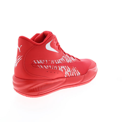 Puma Triple Mid Unleash 37664402 Mens Red Canvas Athletic Basketball Shoes