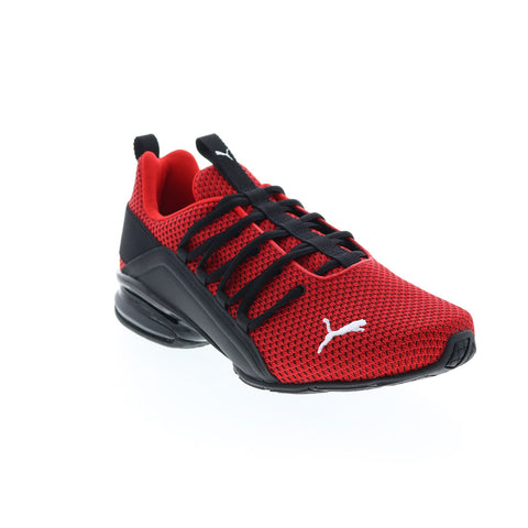 Puma Axelion Two-Tone 37719001 Mens Red Canvas Lace Up Athletic Running Shoes