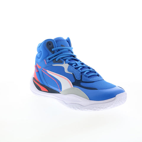 Puma Playmaker Pro Mid 37790208 Mens Blue Mesh Athletic Basketball Shoes