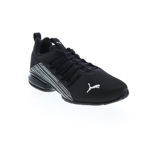 Puma Axelion Linear Lines 37804201 Mens Black Canvas Athletic Running Shoes