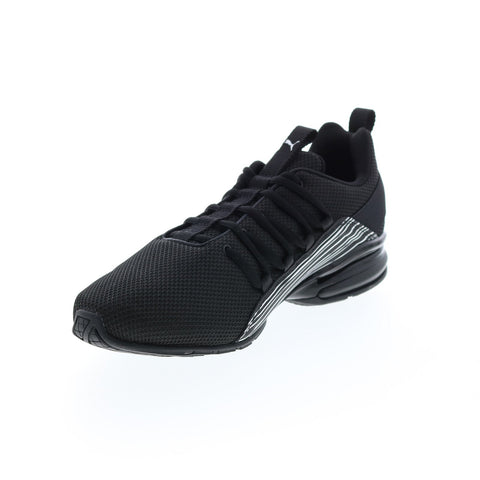 Puma Axelion Linear Lines 37804201 Mens Black Canvas Athletic Running Shoes