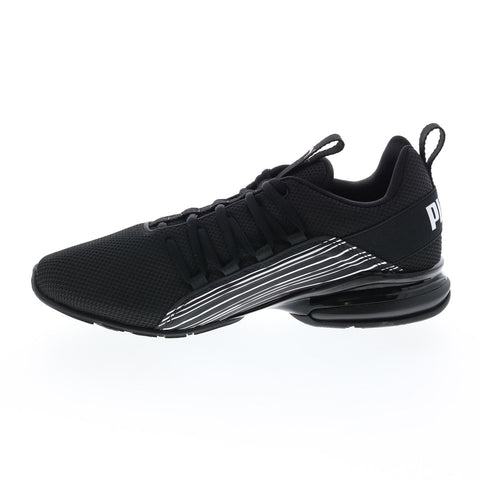 Puma Axelion Linear Lines 37804201 Mens Black Canvas Athletic Running Shoes