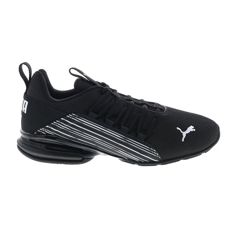 Puma Axelion Linear Lines 37804201 Mens Black Canvas Athletic Running Shoes