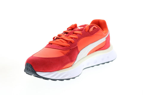 Puma Wild Rider Pickup 38163703 Mens Red Suede Lifestyle Sneakers Shoes