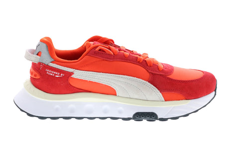 Puma Wild Rider Pickup 38163703 Mens Red Suede Lifestyle Sneakers Shoes