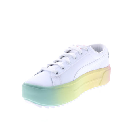 Puma Kaia Platform Fade 38329601 Womens White Leather Lifestyle Sneakers Shoes