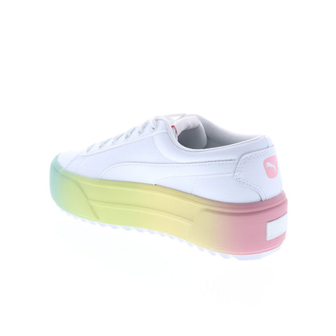 Puma Kaia Platform Fade 38329601 Womens White Leather Lifestyle Sneakers Shoes