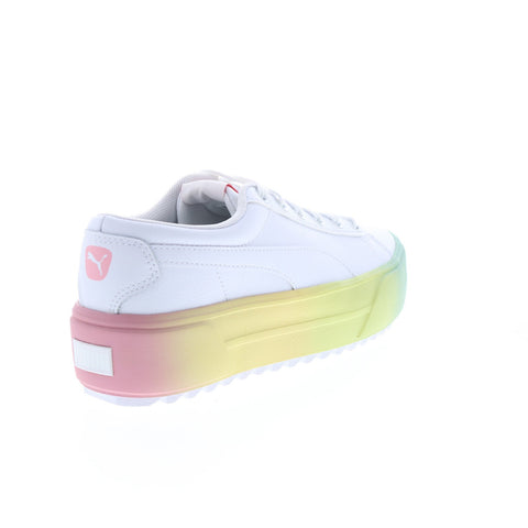 Puma Kaia Platform Fade 38329601 Womens White Leather Lifestyle Sneakers Shoes