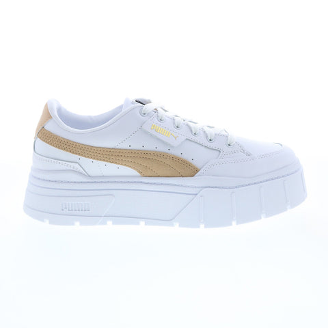 Puma Mayze Stack 38436303 Womens White Leather Lifestyle Sneakers Shoes