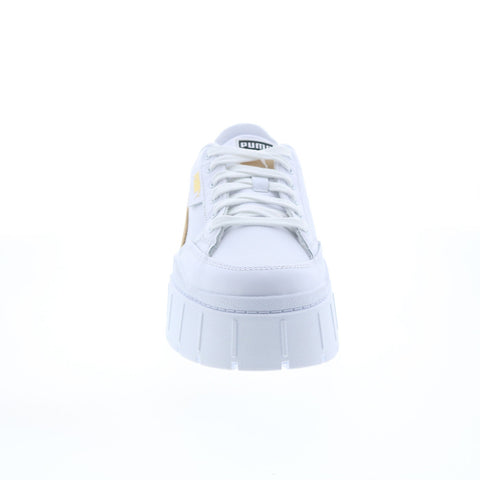 Puma Mayze Stack 38436303 Womens White Leather Lifestyle Sneakers Shoes