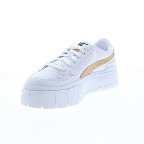 Puma Mayze Stack 38436303 Womens White Leather Lifestyle Sneakers Shoes
