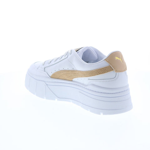 Puma Mayze Stack 38436303 Womens White Leather Lifestyle Sneakers Shoes