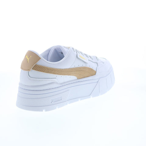 Puma Mayze Stack 38436303 Womens White Leather Lifestyle Sneakers Shoes