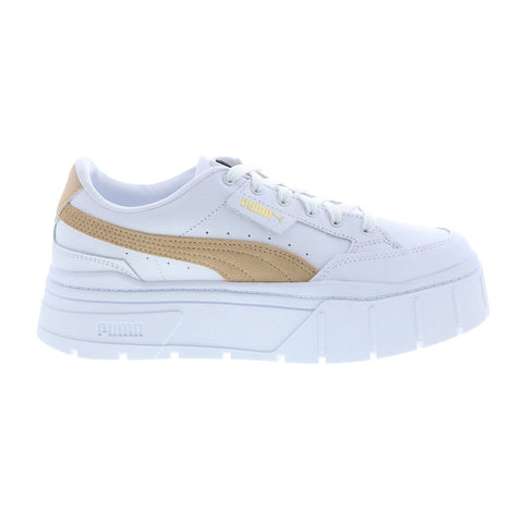 Puma Mayze Stack 38436303 Womens White Leather Lifestyle Sneakers Shoes