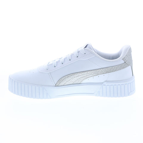 Puma Carina 2.0 Distressed 38762202 Womens White Lifestyle Sneakers Shoes