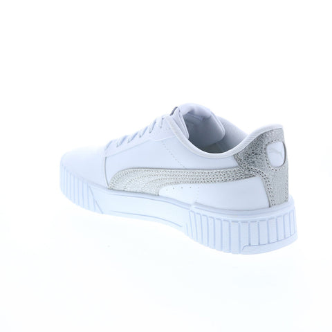 Puma Carina 2.0 Distressed 38762202 Womens White Lifestyle Sneakers Shoes