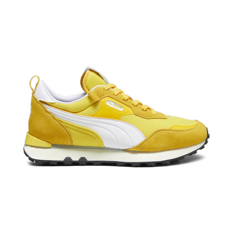 Puma Rider FV Pop FS 39192504 Mens Yellow Suede Lifestyle Sneakers Shoes