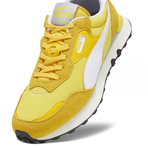 Puma Rider FV Pop FS 39192504 Mens Yellow Suede Lifestyle Sneakers Shoes