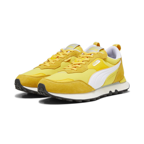Puma Rider FV Pop FS 39192504 Mens Yellow Suede Lifestyle Sneakers Shoes