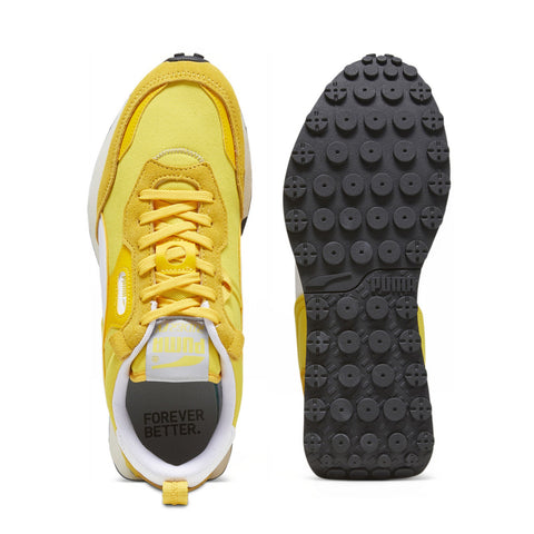 Puma Rider FV Pop FS 39192504 Mens Yellow Suede Lifestyle Sneakers Shoes