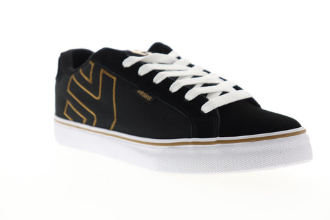 Etnies Fader Vulc Mens Black Suede Canvas Low Top Lace Up Skate Sneakers Shoes