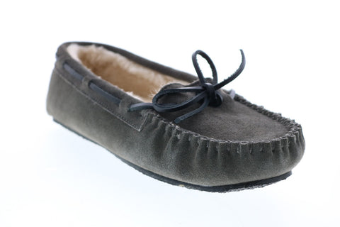 Minnetonka Cally Slipper 47390-4015 Womens Gray Suede Moccasin Flats Shoes