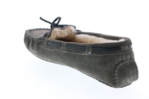 Minnetonka Cally Slipper 47390-4015 Womens Gray Suede Moccasin Flats Shoes