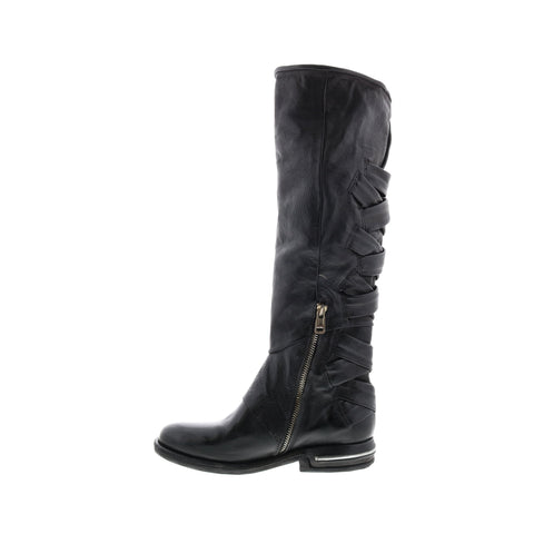 A.S.98 Teagan 516317-101 Womens Black Leather Zipper Knee High Boots