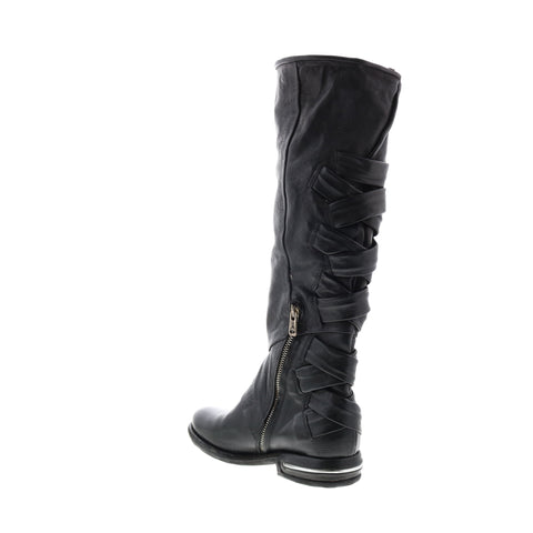 A.S.98 Teagan 516317-101 Womens Black Leather Zipper Knee High Boots