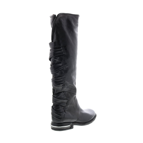A.S.98 Teagan 516317-101 Womens Black Leather Zipper Knee High Boots