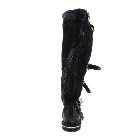 A.S.98 Trigg 516323-201 Womens Black Leather Hook & Loop Knee High Boots