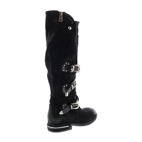 A.S.98 Trigg 516323-201 Womens Black Leather Hook & Loop Knee High Boots