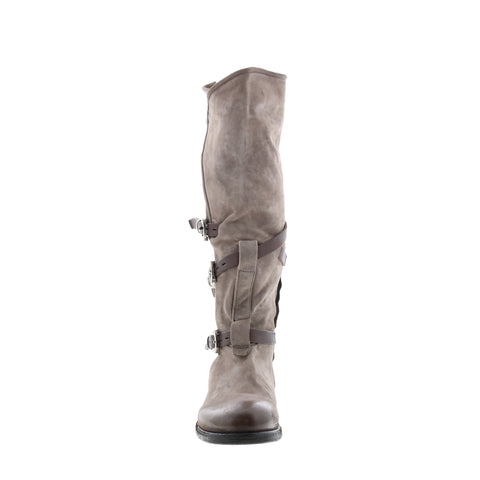 A.S.98 Trigg 516323-203 Womens Gray Leather Hook & Loop Knee High Boots