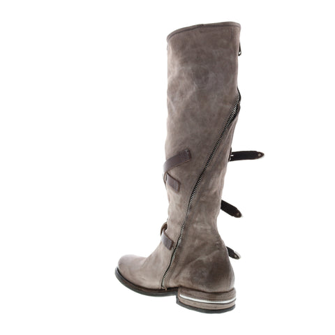 A.S.98 Trigg 516323-203 Womens Gray Leather Hook & Loop Knee High Boots
