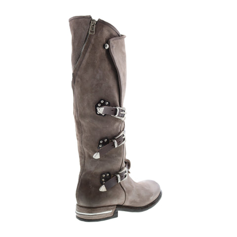 A.S.98 Trigg 516323-203 Womens Gray Leather Hook & Loop Knee High Boots