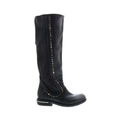 A.S.98 Tye 516338-201 Womens Black Leather Zipper Knee High Boots