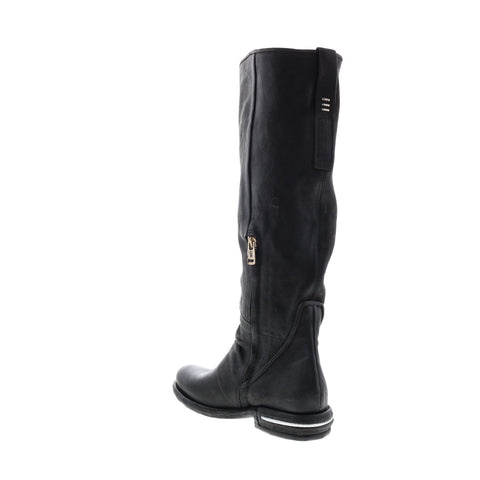 A.S.98 Tye 516338-201 Womens Black Leather Zipper Knee High Boots