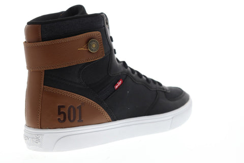 Levis Jeffrey Hi 501 Core Mens Black Canvas High Top Lace Up Sneakers Shoes