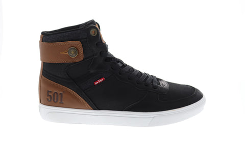 Levis Jeffrey Hi 501 517675-A48 Mens Black Canvas Lifestyle Sneakers Shoes