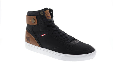 Levis Jeffrey Hi 501 517675-A48 Mens Black Canvas Lifestyle Sneakers Shoes
