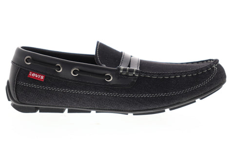 Levis Pierce Denim 517902-01A Mens Black Canvas Low Top Penny Loafers Shoes