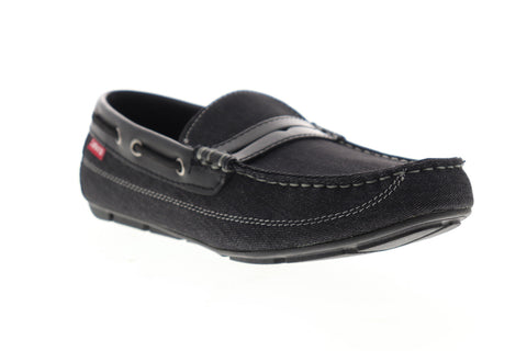 Levis Pierce Denim 517902-01A Mens Black Canvas Low Top Penny Loafers Shoes