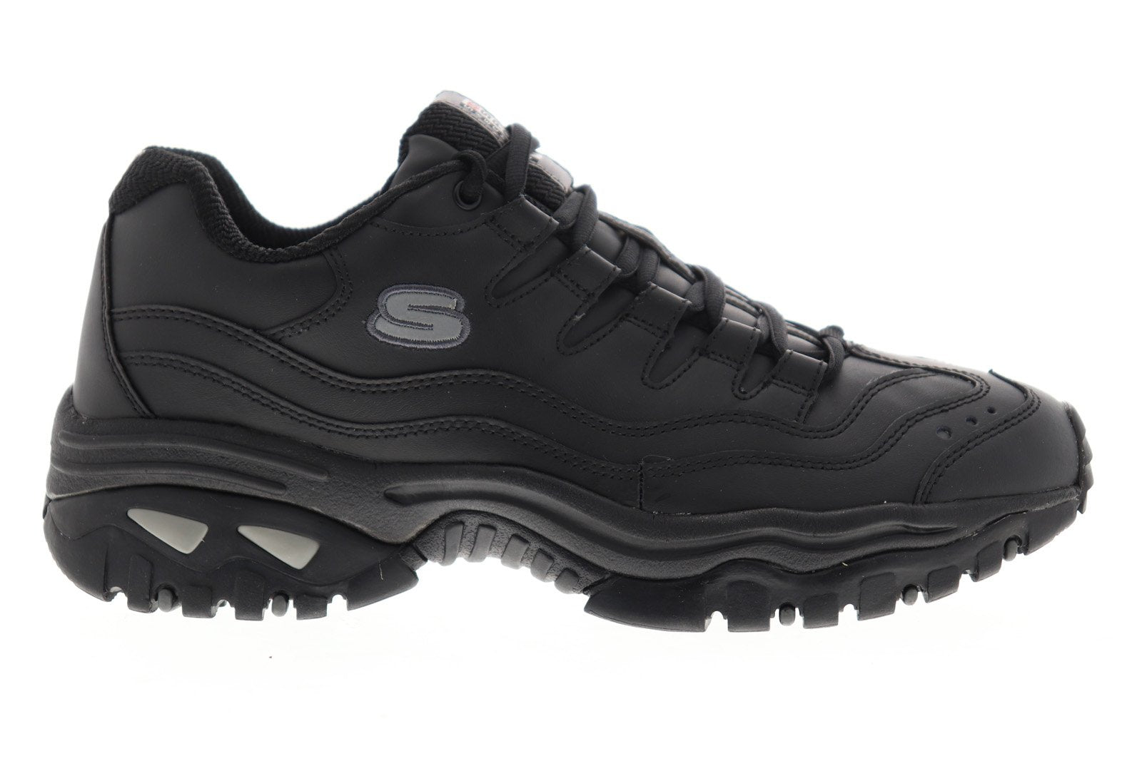 Skechers Energy Brunkz 51828 Mens Black Leather Lace Up Lifestyle