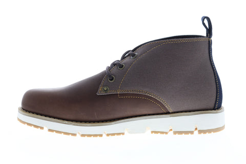 Levis Bradford 518553-01B Mens Brown Leather Canvas Lace Up Chukkas Boots