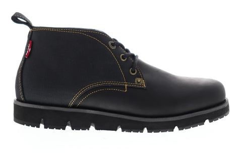 Levis Bradford 518553-A48 Mens Black Leather High Top Lace Up Chukkas Boots