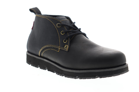 Levis Bradford 518553-A48 Mens Black Leather High Top Lace Up Chukkas Boots