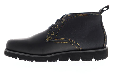 Levis Bradford 518553-A48 Mens Black Leather High Top Lace Up Chukkas Boots